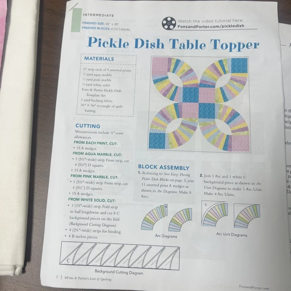 Template Of The Month by Keepsake Quilting Month 10 Pickle Dish Table Topper New